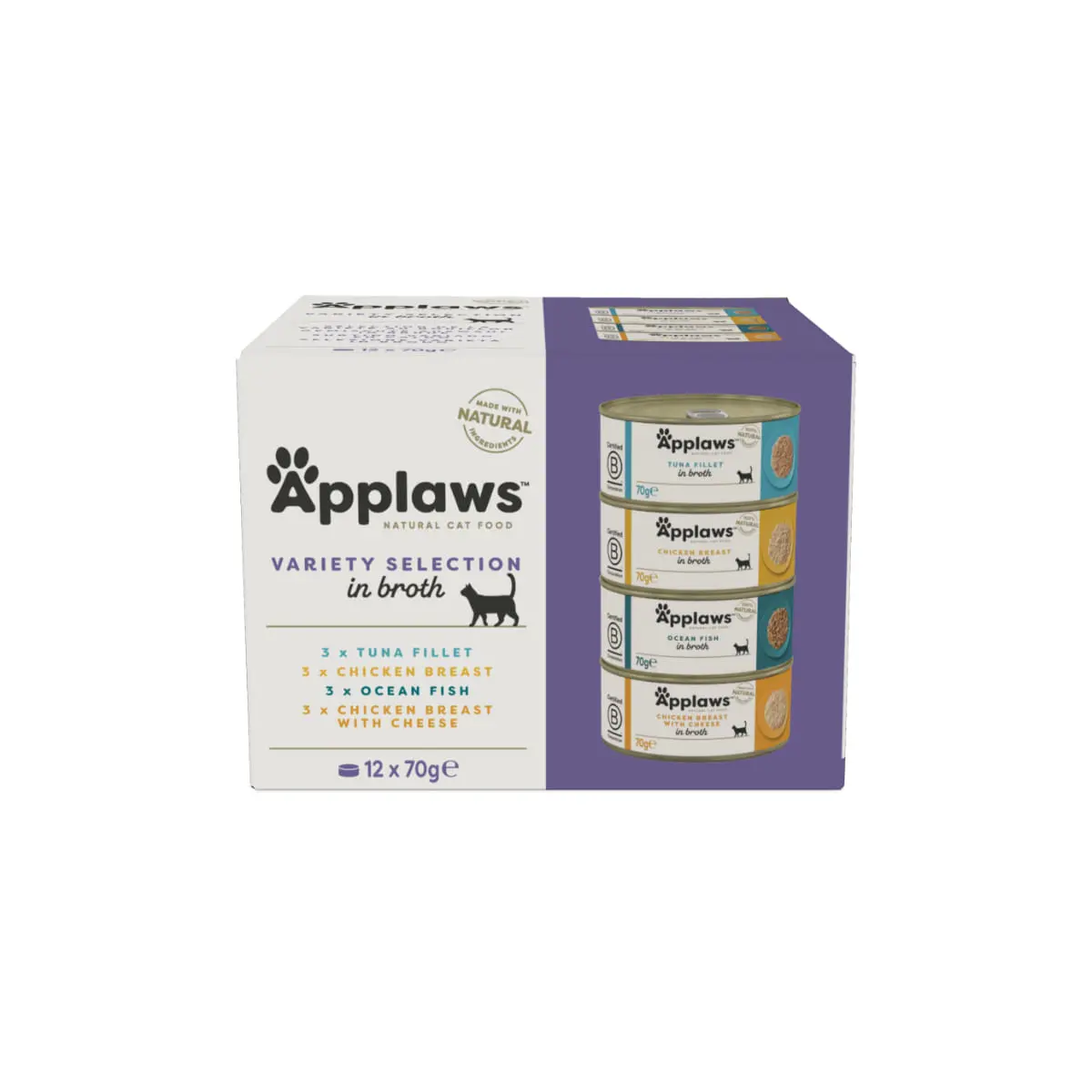APPLAWS Variety Selection, Pui si Ton, conserva hrana umeda pisici, (in supa), multipack, 70g x12buc