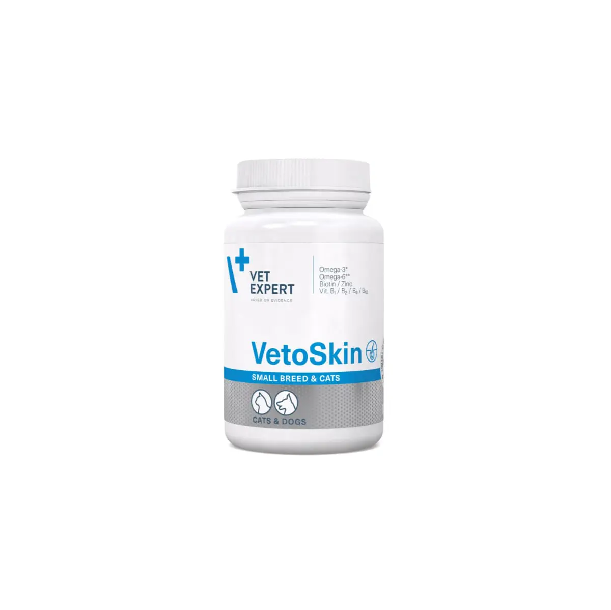 VET EXPERT VetoSkin Small Breed & Cats, supliment piele & blana caini, capsule VET EXPERT VetoSkin Small Breed & Cats, XS-S, supliment piele & blana caini si pisici, flacon, 60 capsule