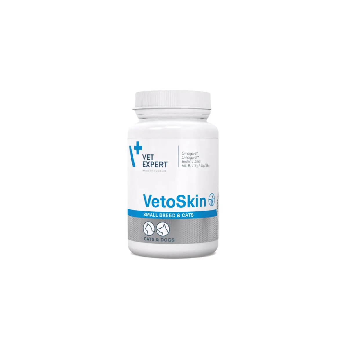 VET EXPERT VetoSkin Small Breed & Cats, supliment piele & blana caini, capsule VET EXPERT VetoSkin Small Breed & Cats, XS-S, supliment piele & blana caini si pisici, flacon, 60 capsule - Image 3