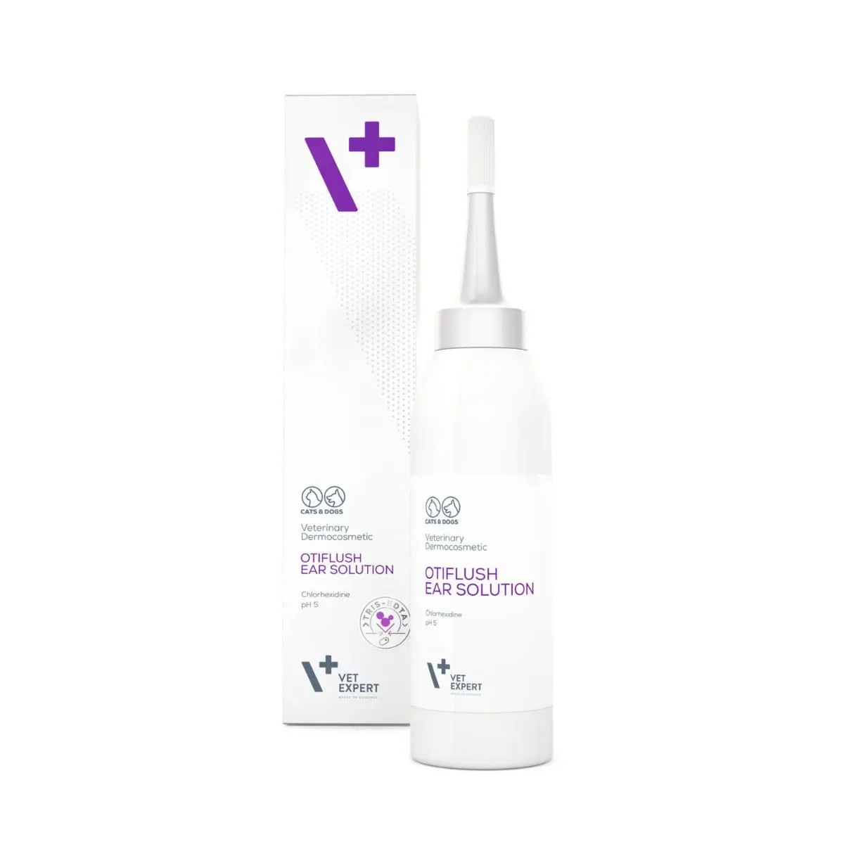 VET EXPERT Otiflush Ear Liquid, solutie igiena urechilor caini si pisici, antibacteriana, hidratanta, flacon cu aplicator, 125ml - Image 2