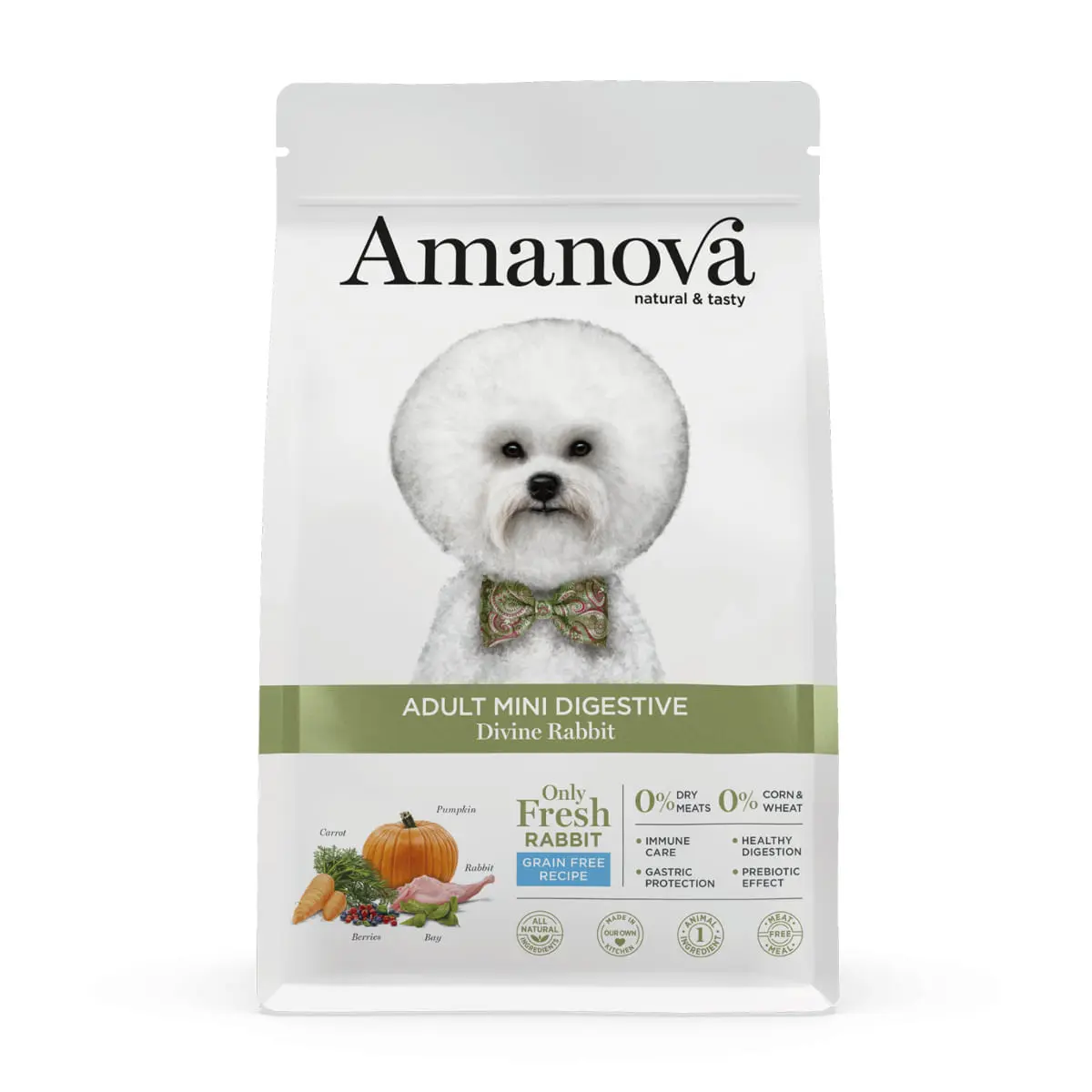 AMANOVA Adult Mini Digestive, XS-S, Iepure, hrana uscata monoproteica fara cereale caini, sistem digestiv, 7kg
