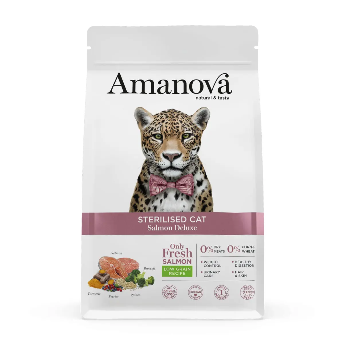 AMANOVA Sterilised, Somon, hrana uscata monoproteica pisici sterilizate, 1.5kg