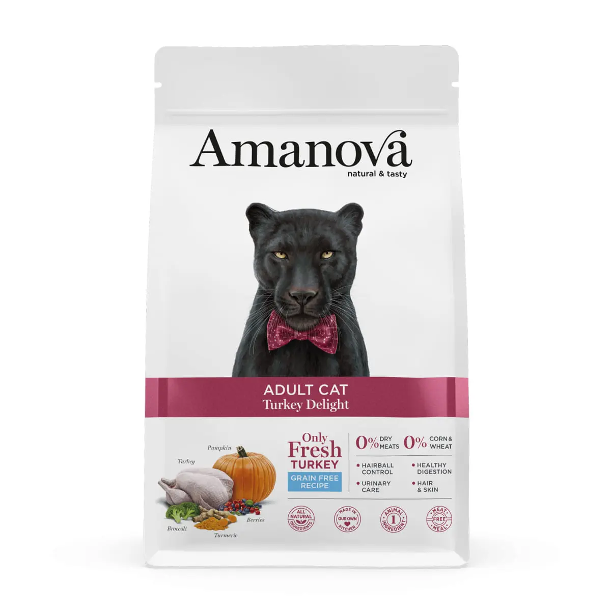 AMANOVA Adult, Curcan, hrana uscata monoproteica fara cereale pisici, 1.5kg