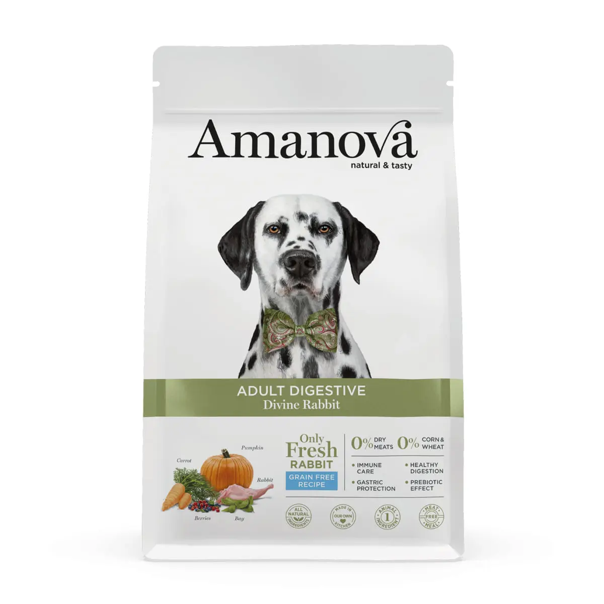 AMANOVA Adult Digestive, XS-XL, Iepure, hrana uscata monoproteica fara cereale caini, sistem digestiv, 2kg - Image 2