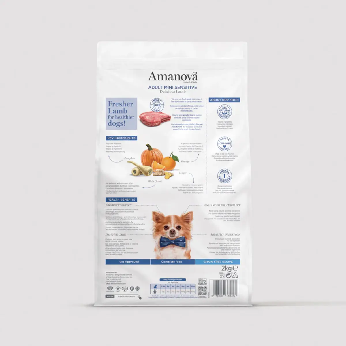 AMANOVA Adult Mini Sensitive, XS-S, Miel, hrana uscata monoproteica fara cereale caini, piele & blana, sistem digestiv, 7kg - Image 3