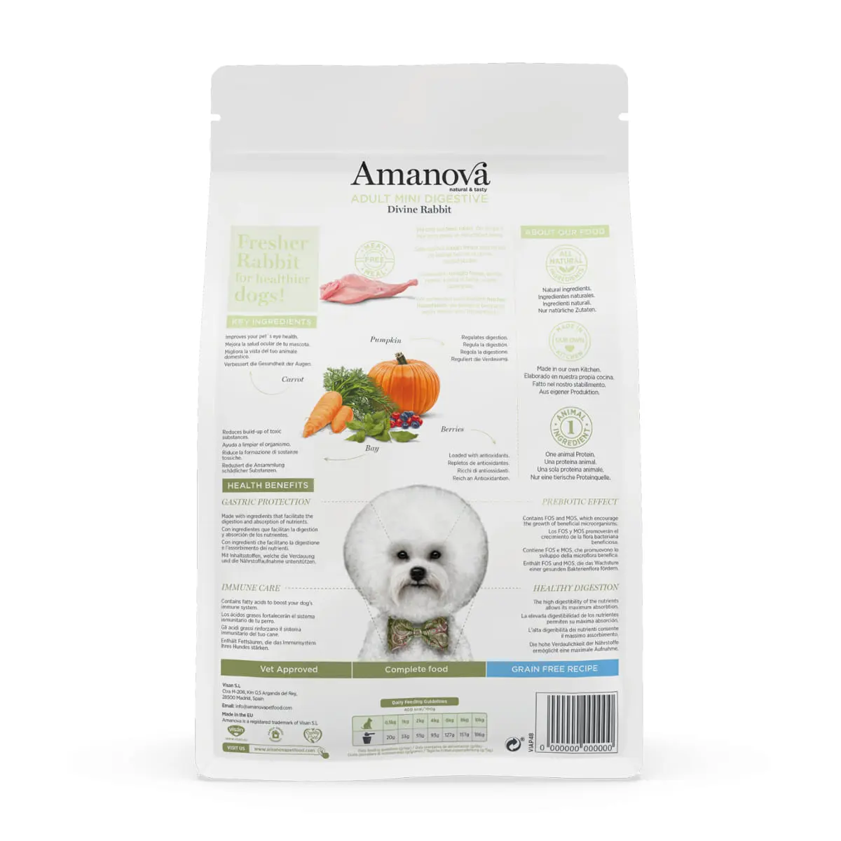 AMANOVA Adult Mini Digestive, XS-S, Iepure, hrana uscata monoproteica fara cereale caini, sistem digestiv, 7kg - Image 3