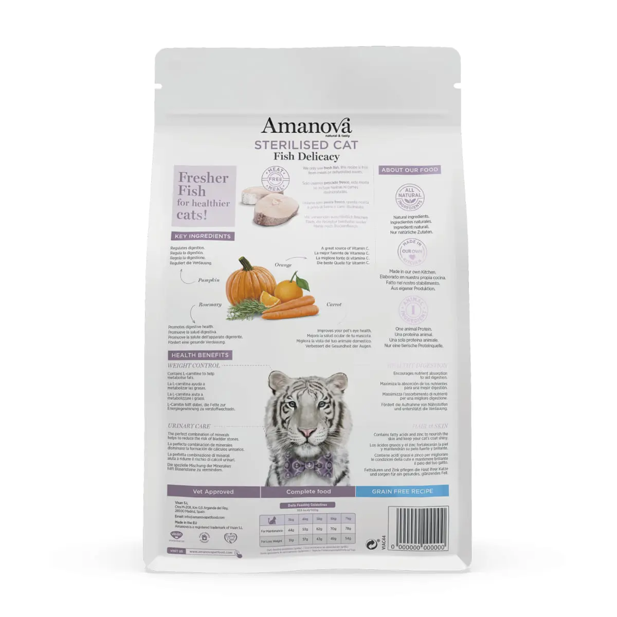 AMANOVA Sterilised, Peste alb, hrana uscata monoproteica fara cereale pisici sterilizate, 4kg - Image 3