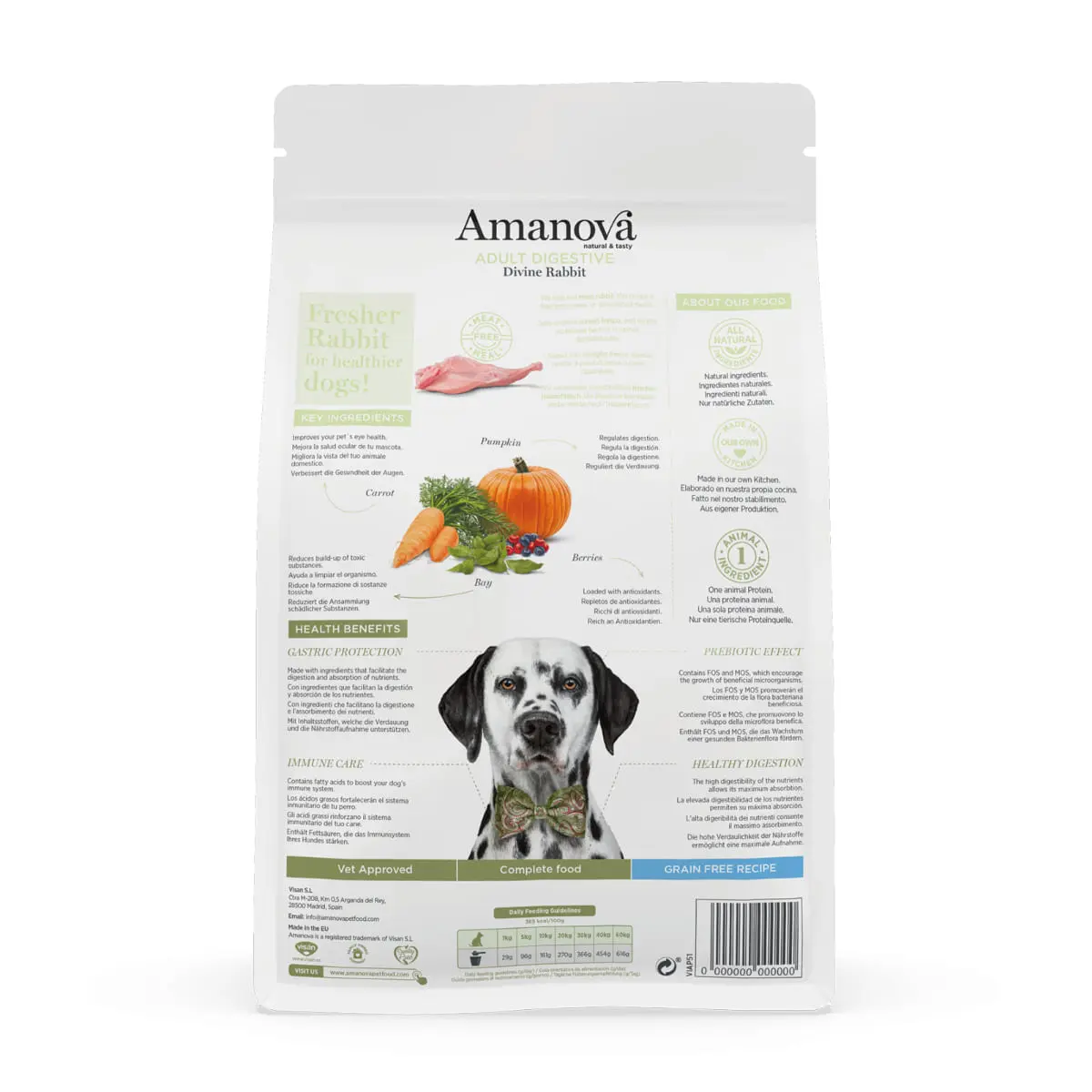 AMANOVA Adult Digestive, XS-XL, Iepure, hrana uscata monoproteica fara cereale caini, sistem digestiv, 2kg - Image 3