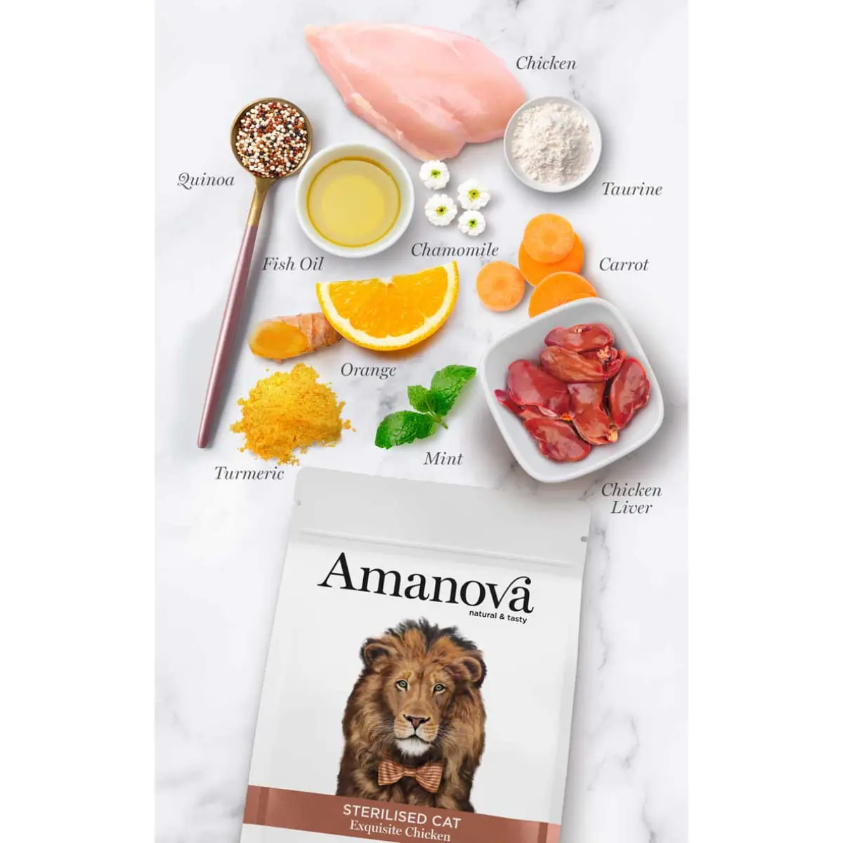 AMANOVA Sterilised, Pui, hrana uscata monoproteica pisici sterilizate, 1.5kg - Image 4