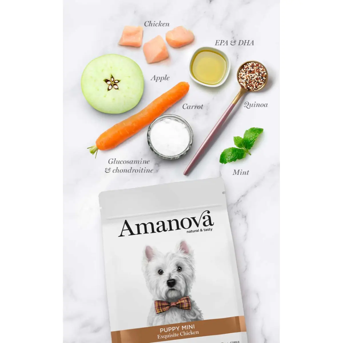 AMANOVA Puppy Mini, XS-S, Pui, hrana uscata monoproteica caini junior, 2kg - Image 4