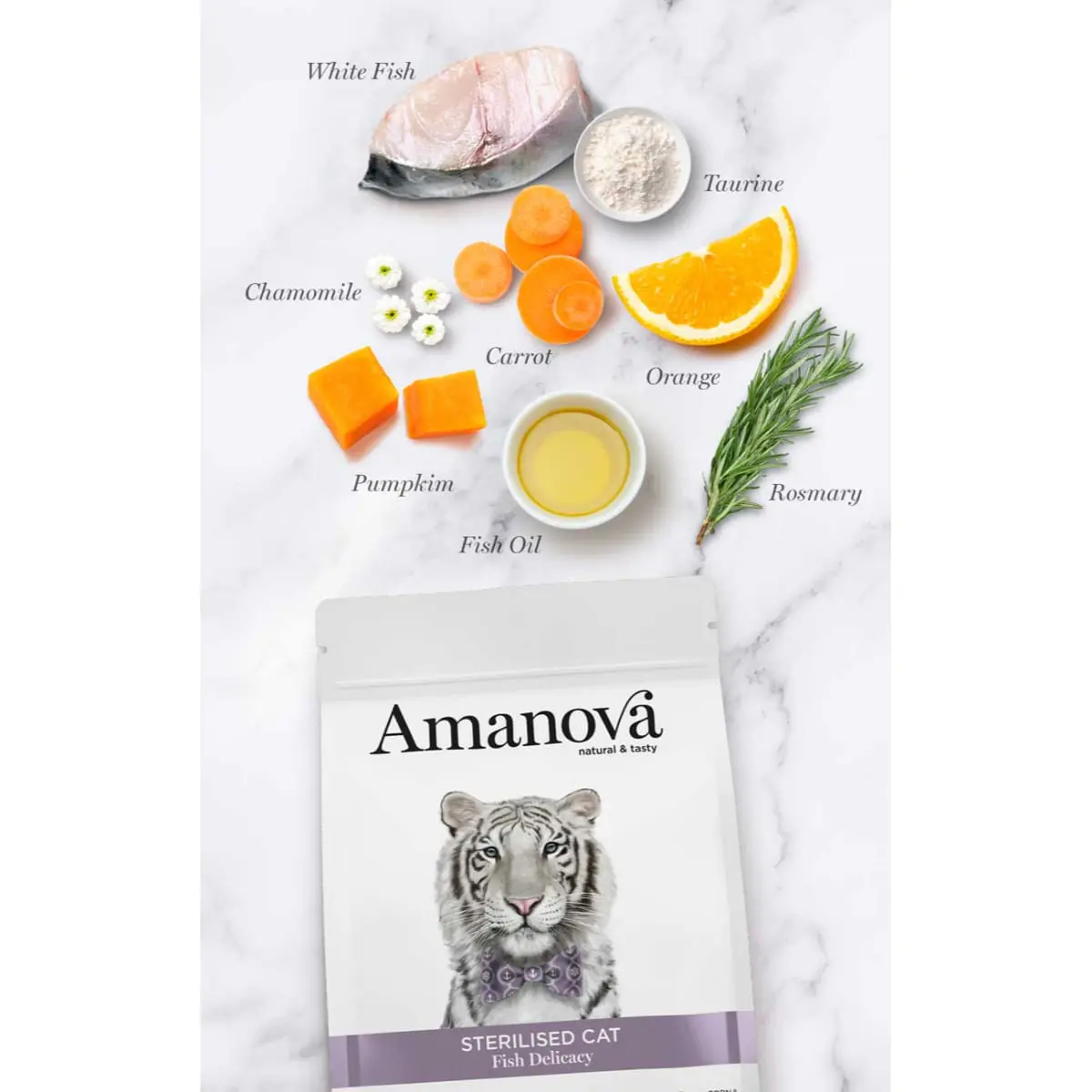 AMANOVA Sterilised, Peste alb, hrana uscata monoproteica fara cereale pisici sterilizate, 4kg - Image 4