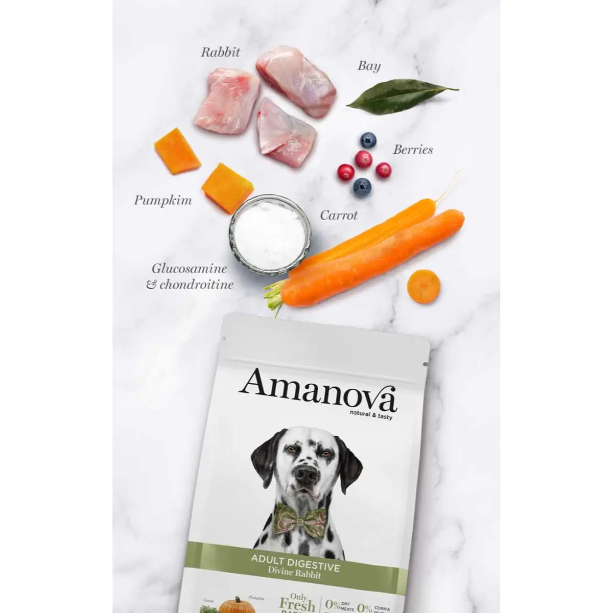 AMANOVA Adult Digestive, XS-XL, Iepure, hrana uscata monoproteica fara cereale caini, sistem digestiv, 2kg - Image 4