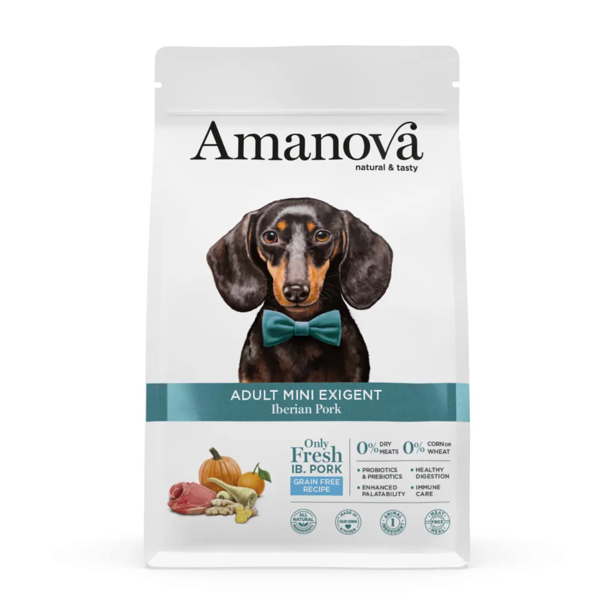AMANOVA Adult Mini Exigent, XS-S, Iberico, hrana uscata monoproteica fara cereale caini, apetit capricios, 2kg