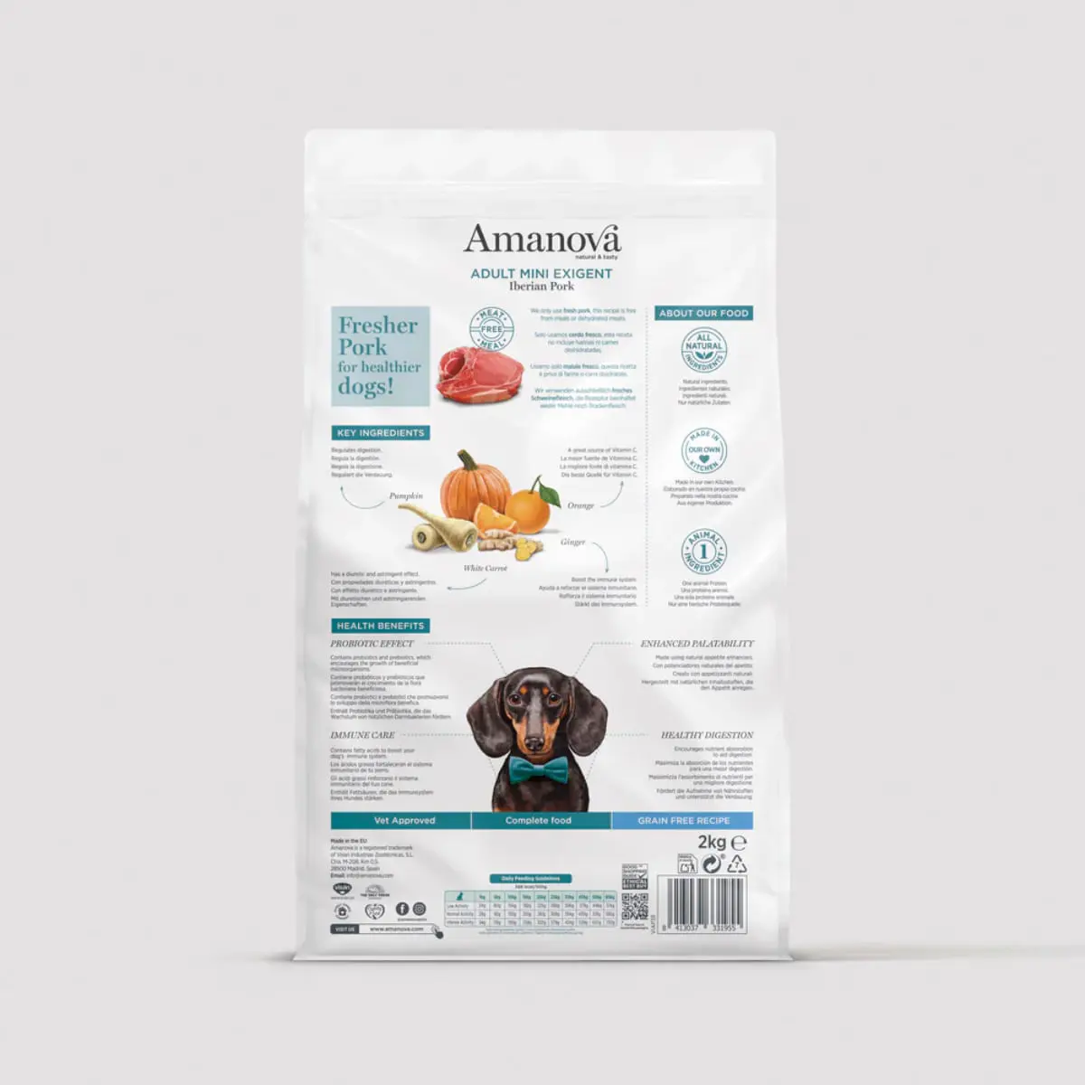 AMANOVA Adult Mini Exigent, XS-S, Iberico, hrana uscata monoproteica fara cereale caini, apetit capricios, 2kg - Image 3