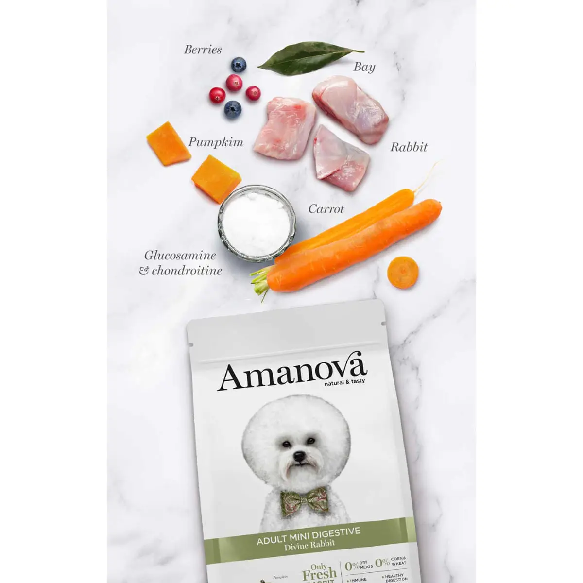 AMANOVA Adult Mini Digestive, XS-S, Iepure, hrana uscata monoproteica fara cereale caini, sistem digestiv, 2kg - Image 4