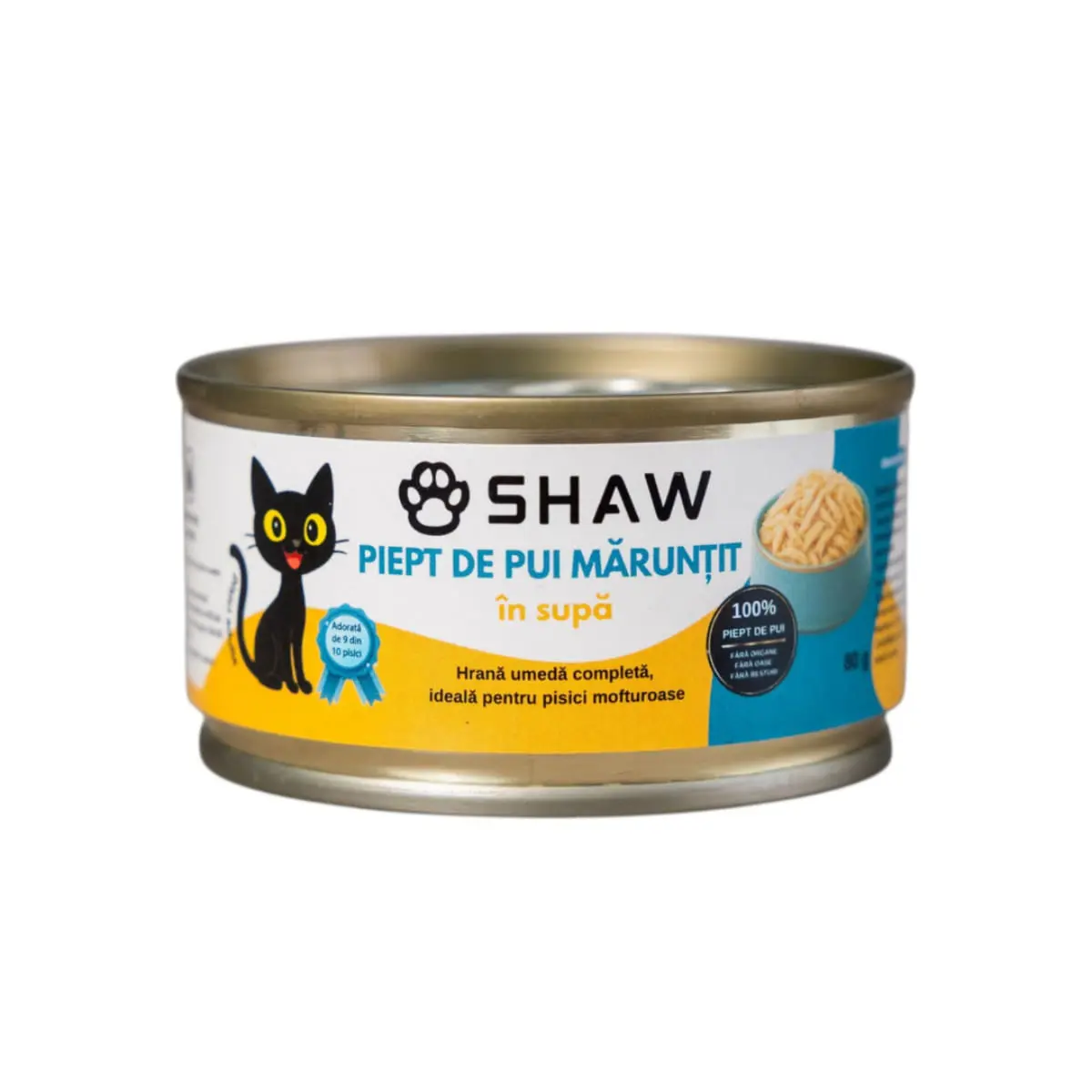 SHAW Piept, Pui, conserva hrana umeda fara cereale pisici, apetit capricios, (in supa), 80g - Image 3