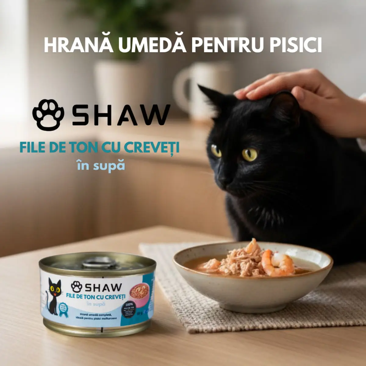 SHAW File, Ton si Creveti, conserva hrana umeda fara cereale pisici, apetit capricios, (in supa), 80g - Image 4