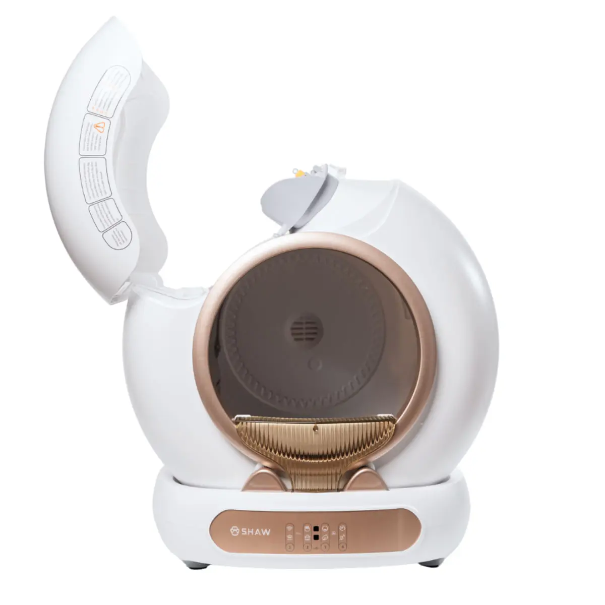 SHAW Smart V4, litiera automata pisici, auto-curatare, ionizare, aplicatie mobila, alb si auriu, 480x505 cm - Image 3