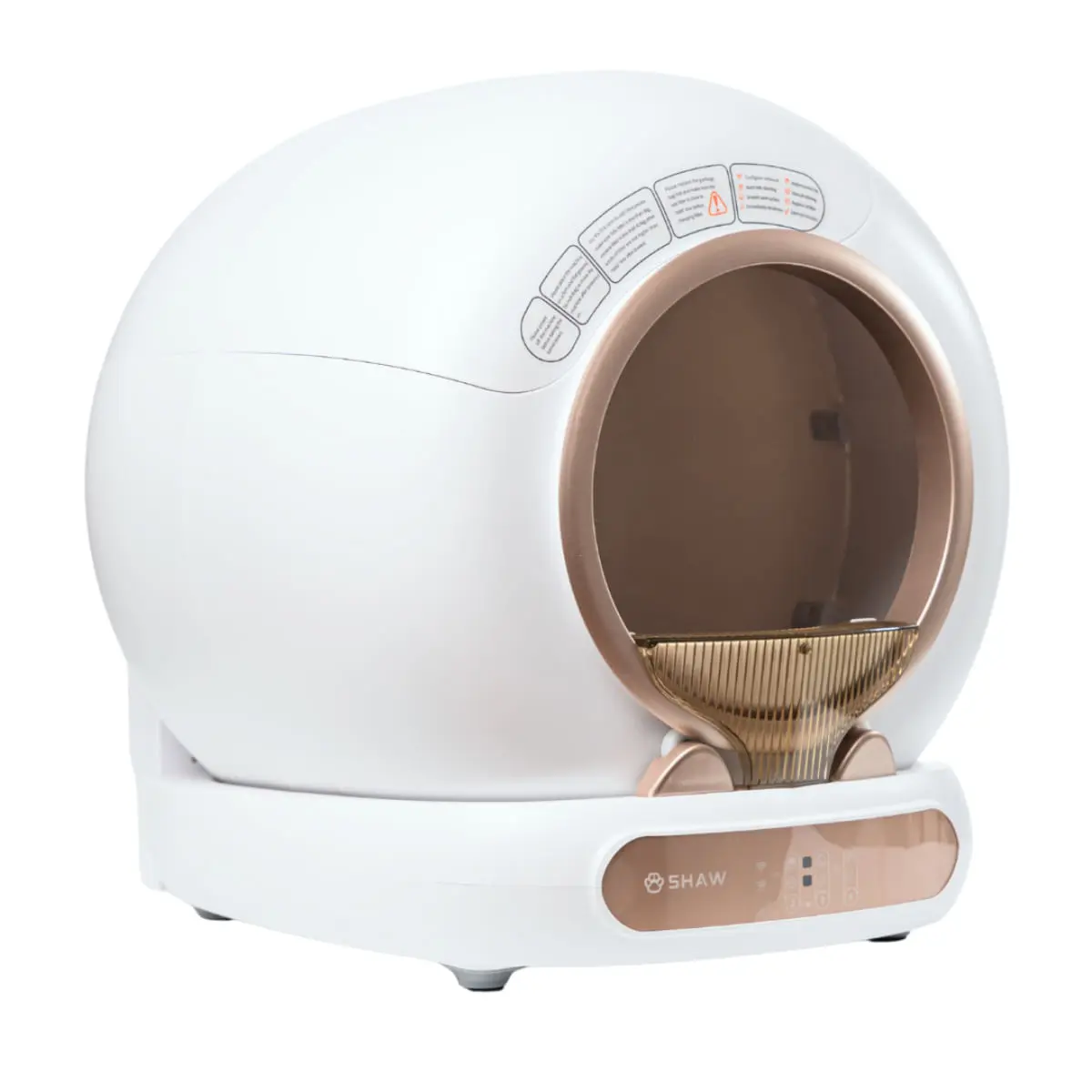 SHAW Smart V4, litiera automata pisici, auto-curatare, ionizare, aplicatie mobila, alb si auriu, 480x505 cm - Image 5