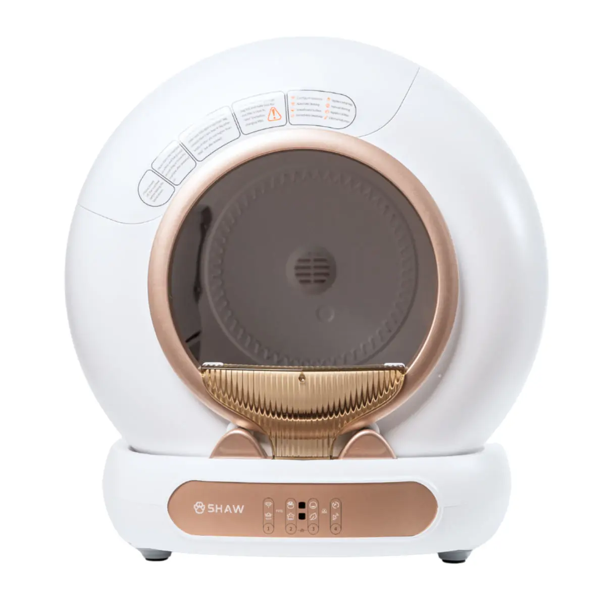 SHAW Smart V4, litiera automata pisici, auto-curatare, ionizare, aplicatie mobila, alb si auriu, 480x505 cm - Image 6