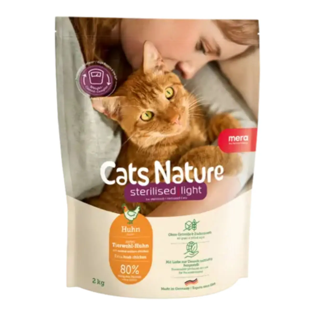 MERA Cat's Nature Sterilised Light, Somon, hrana uscata fara cereale pisici sterilizate, 400g