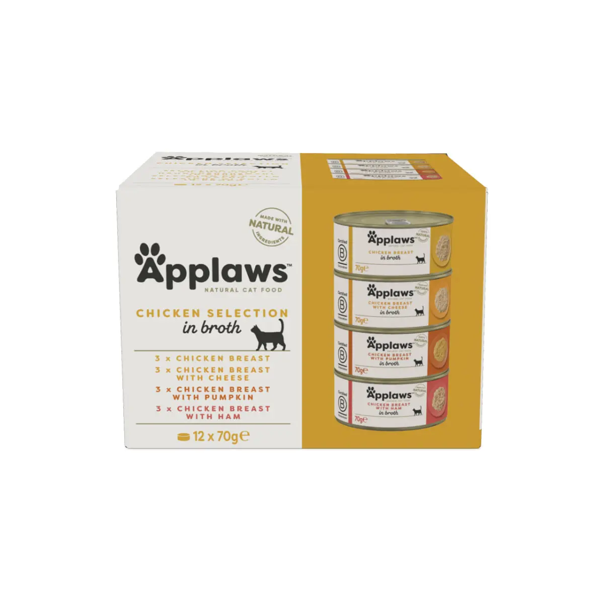 APPLAWS Chicken Selection, Pui, conserva hrana umeda pisici, (in supa), multipack, 70g x12buc