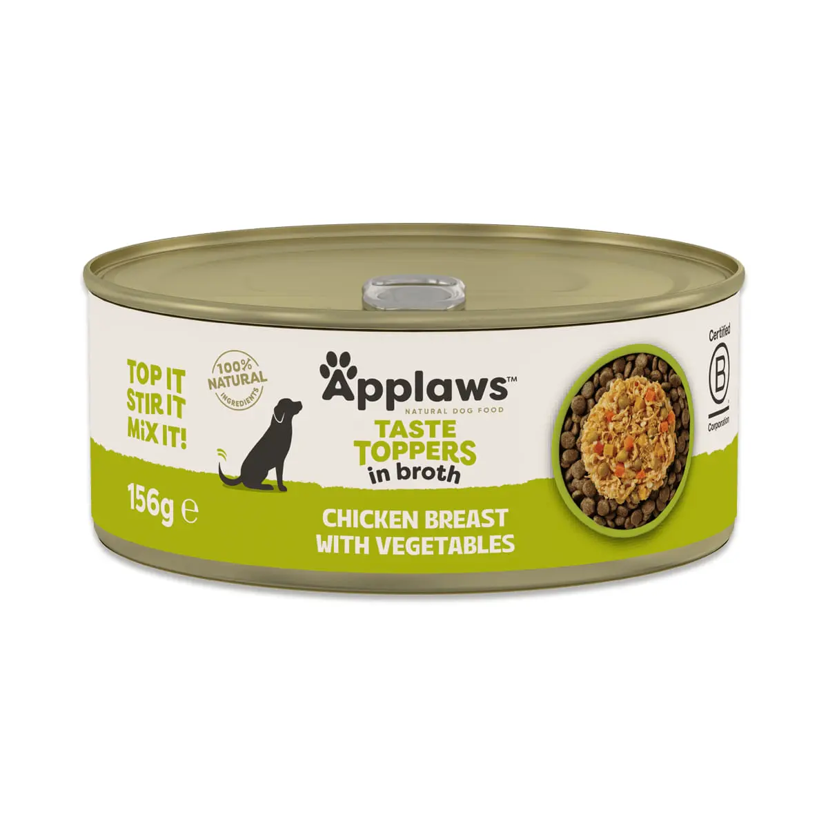APPLAWS Taste Toppers, XS-XL, Pui si Legume, conserva hrana umeda caini, (in supa), 156g