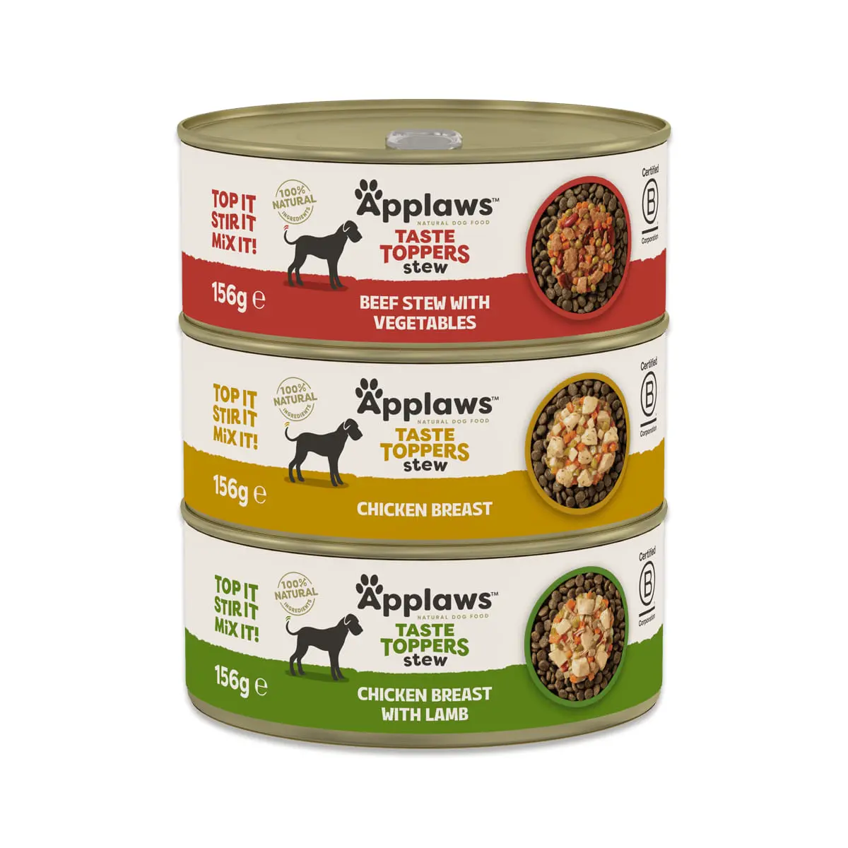 APPLAWS Taste Toppers Stew Variety Selection , XS-XL, Pui si Vita, conserva hrana umeda fara cereale caini, (in sos), multipack, 156g x 8buc - Image 4