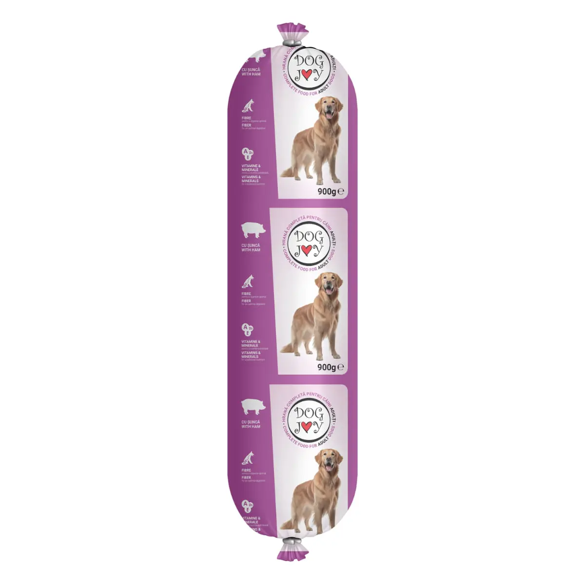DOG JOY Salam, XS-XL, Sunca, salam hrana umeda caini, 900g