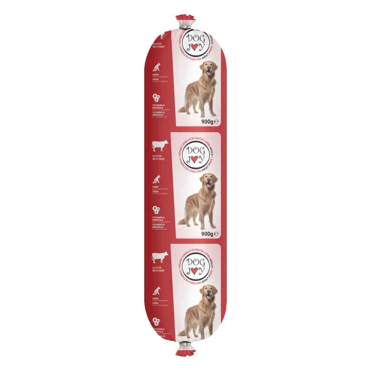 DOG JOY Salam, XS-XL, Vita, salam hrana umeda caini, 900g - Image 2