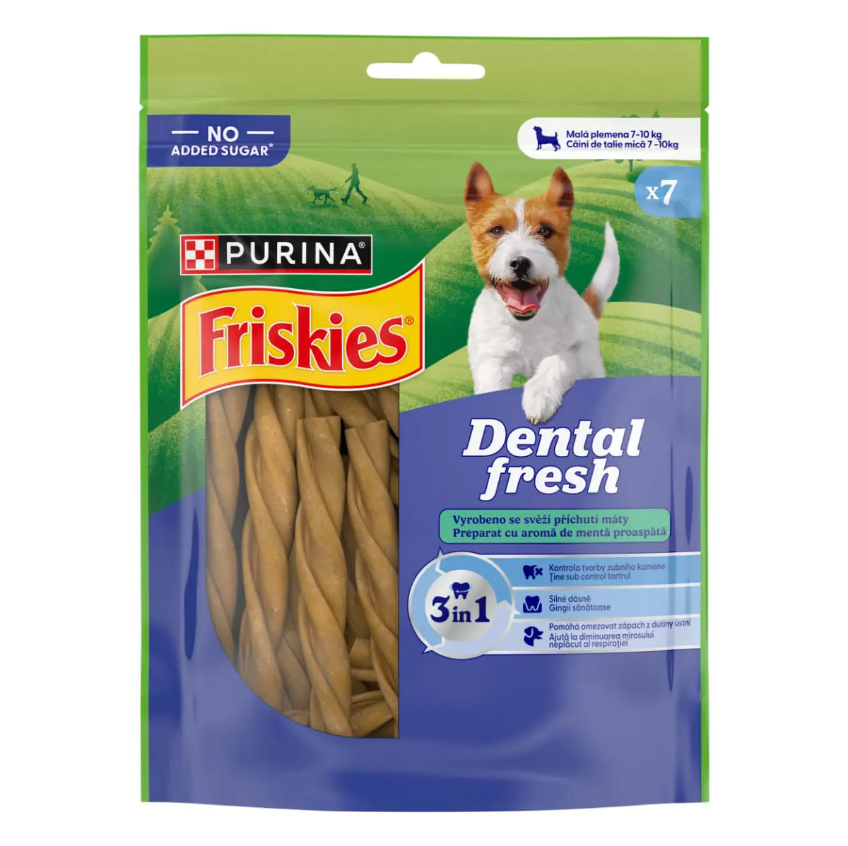 FRISKIES Dental Fresh, XS-S, Menta, punguta recompense caini, 110g