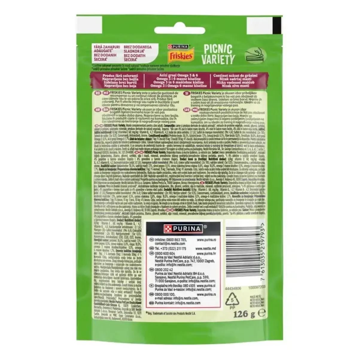 FRISKIES Picnic Variety, XS-XL, Vita si Miel, punguta recompense caini, 126g - Image 3