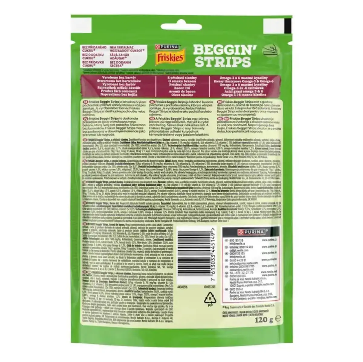 FRISKIES Beggin' Strips, XS-XL, Vita, punguta recompense caini, 120g - Image 3