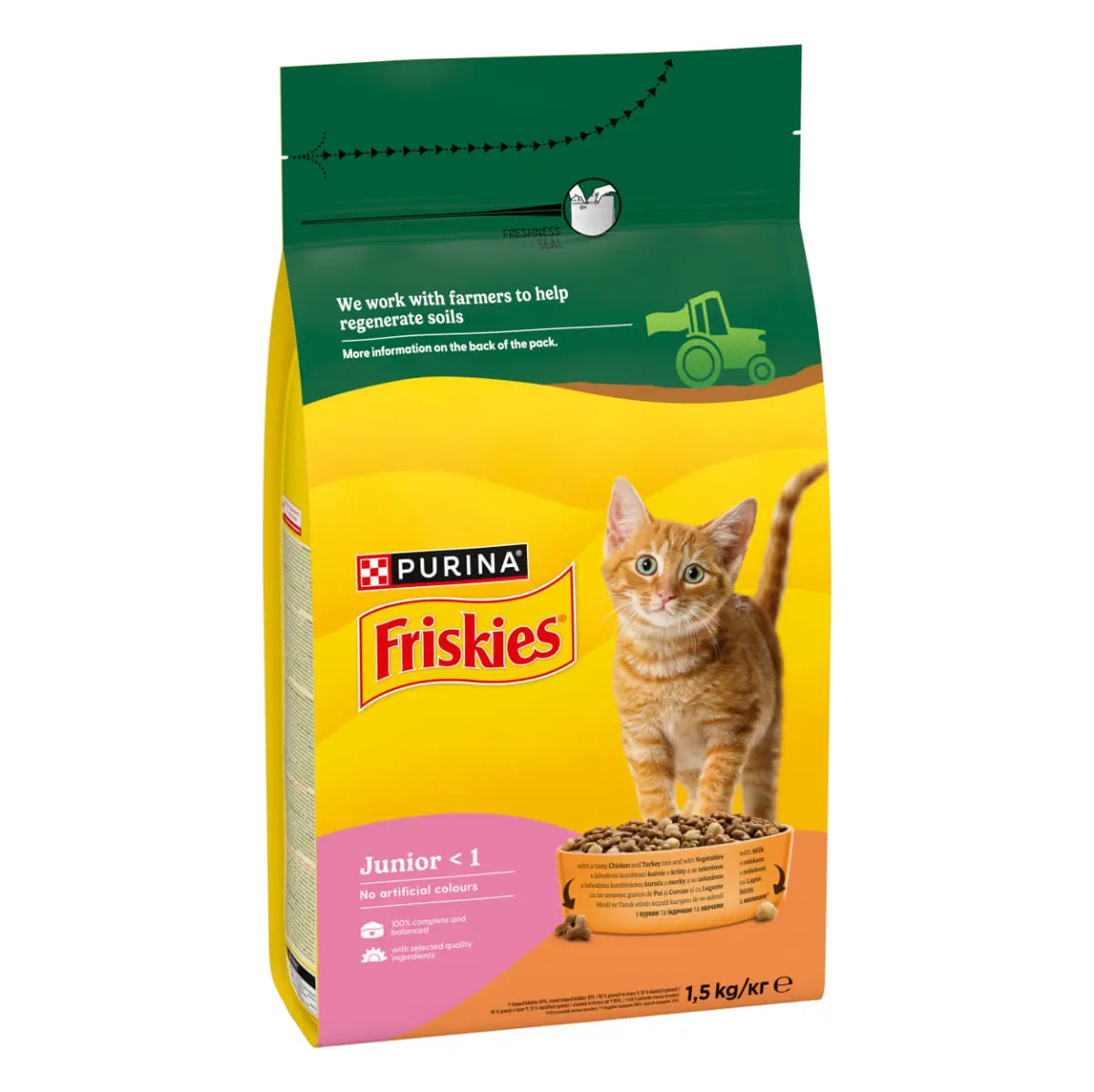 FRISKIES Junior, Pui si Curcan, hrana uscata pisici junior, 1.5kg