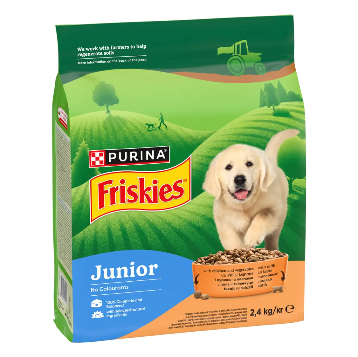 FRISKIES Junior, XS-XL, Pui si Legume, hrana uscata caini junior, 2.4kg