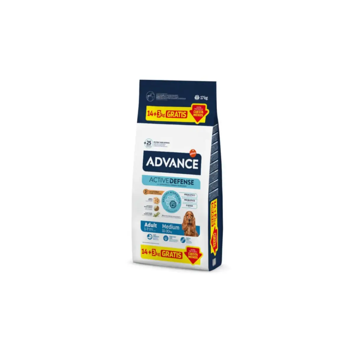 ADVANCE Adult Medium, M, Pui, hrana uscata caini, GRATUIT, 14kg+3kg