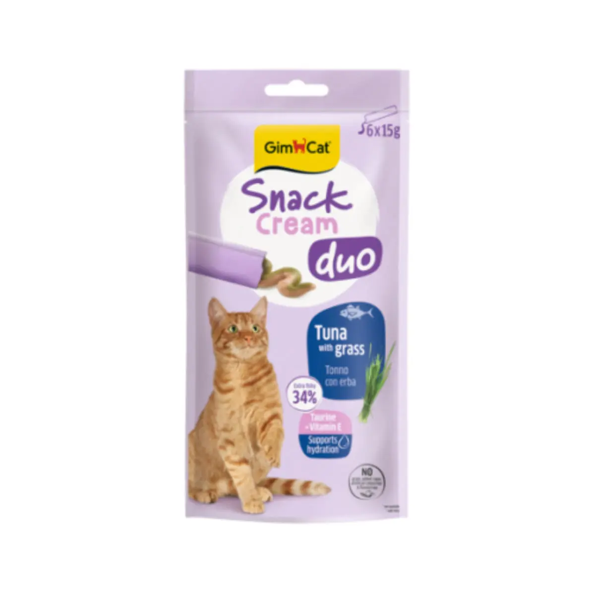 GIMCAT Snack Duo Cream, Ton si Catnip, punguta recompense pisici, 90g