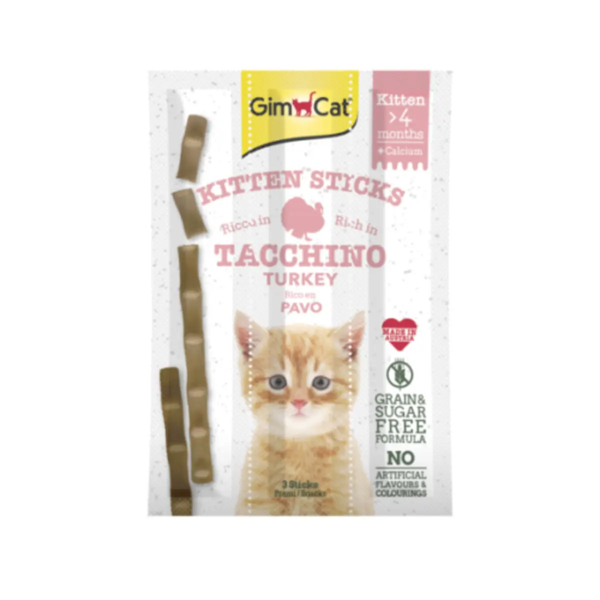 GIMCAT Sticks Kitten, Curcan, punguta recompense pisici junior, 9g
