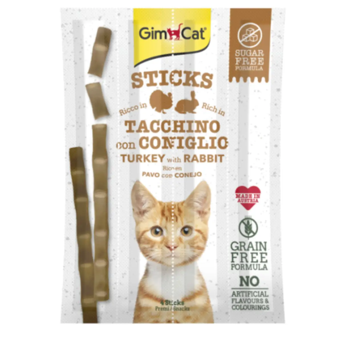 GIMCAT Sticks, Curcan si Iepure, punguta recompense fara cereale pisici, 20g - Image 2