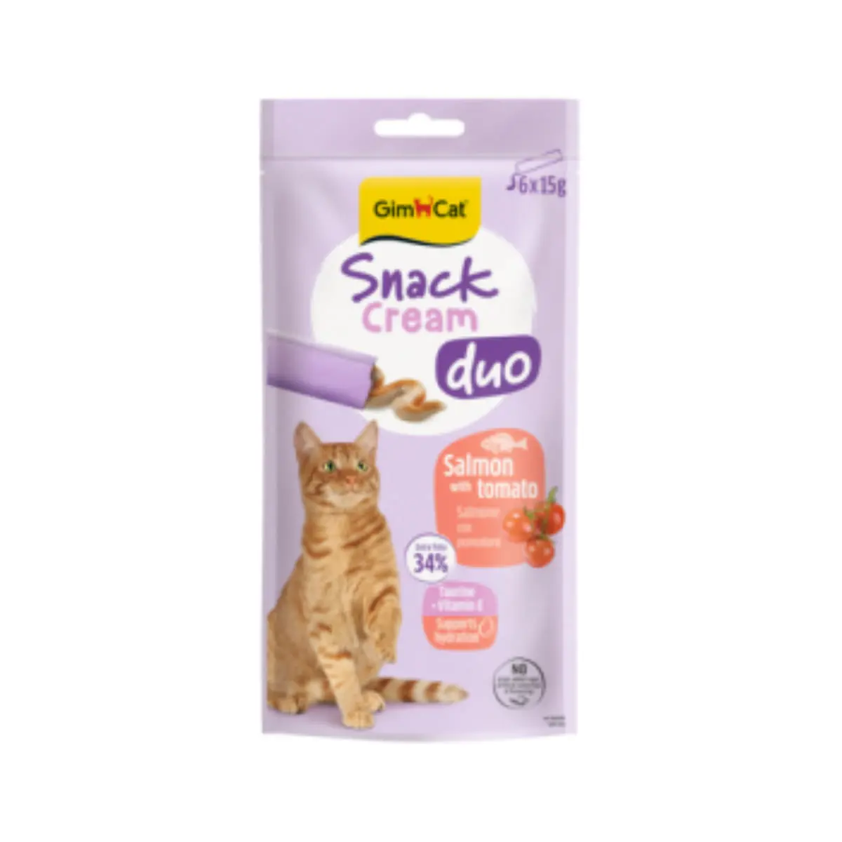 GIMCAT Snack Duo Cream, Somon si Rosii, punguta recompense pisici, 90g - Image 4