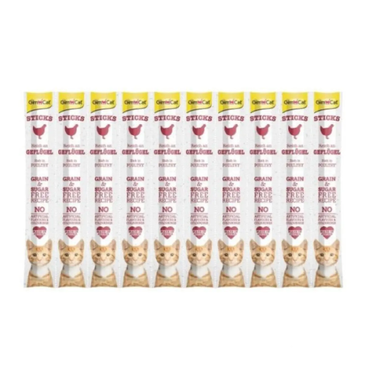 GIMCAT Sticks, Pasare, punguta recompense fara cereale pisici, 50g