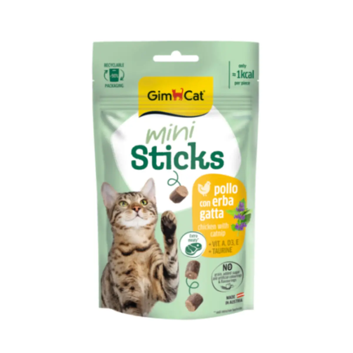 GIMCAT Mini Sticks, Pui si Catnip, punguta recompense pisici, 50g - Image 3