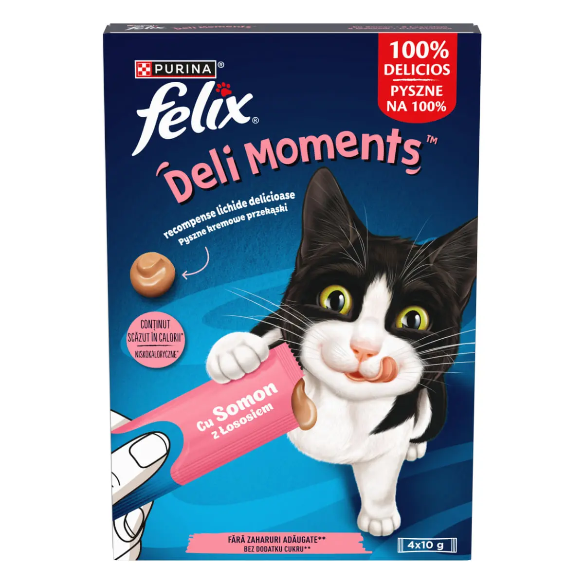 FELIX Deli Moments, Somon, plic recompense pisici, (piure), 10g x 4buc - Image 2
