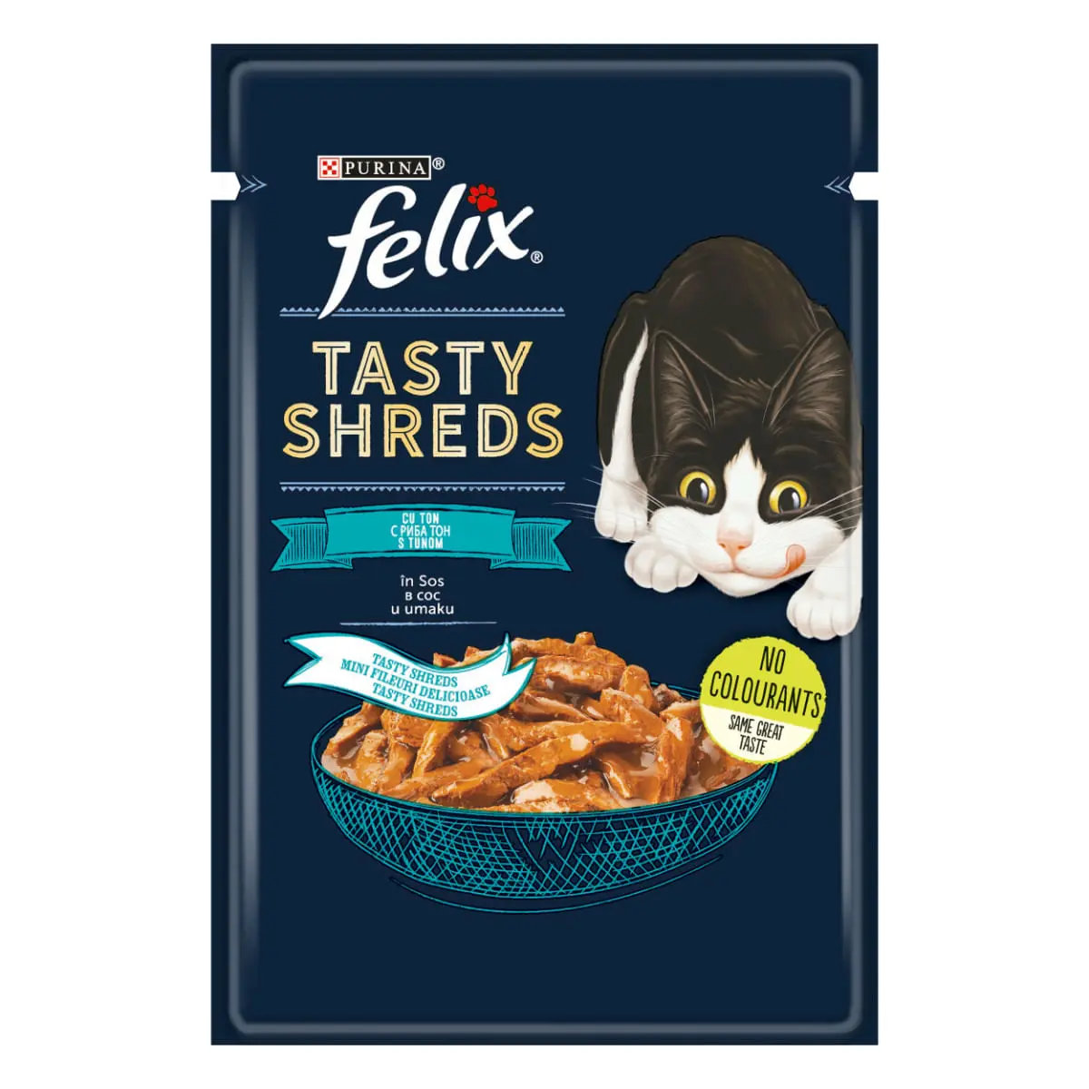 FELIX Tasty-Shreds, Ton, plic hrana umeda pisici, (in sos), 80g