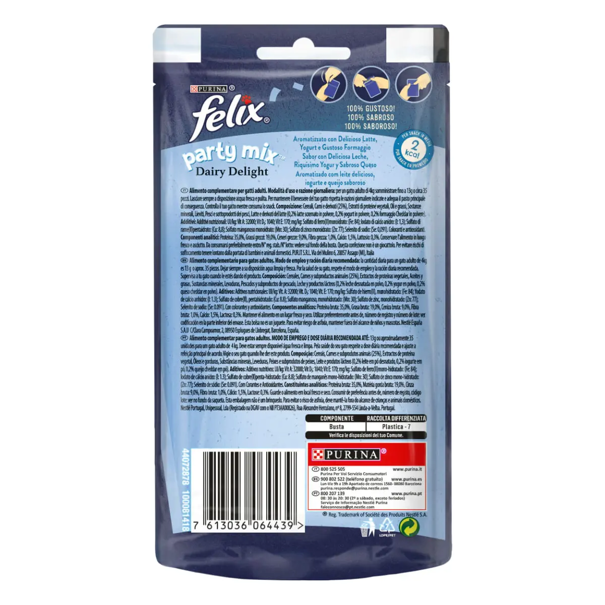 FELIX Party Mix Dairy Delight cu Iaurt, Lapte si Branza, punguta recompense pisici, 60g - Image 3