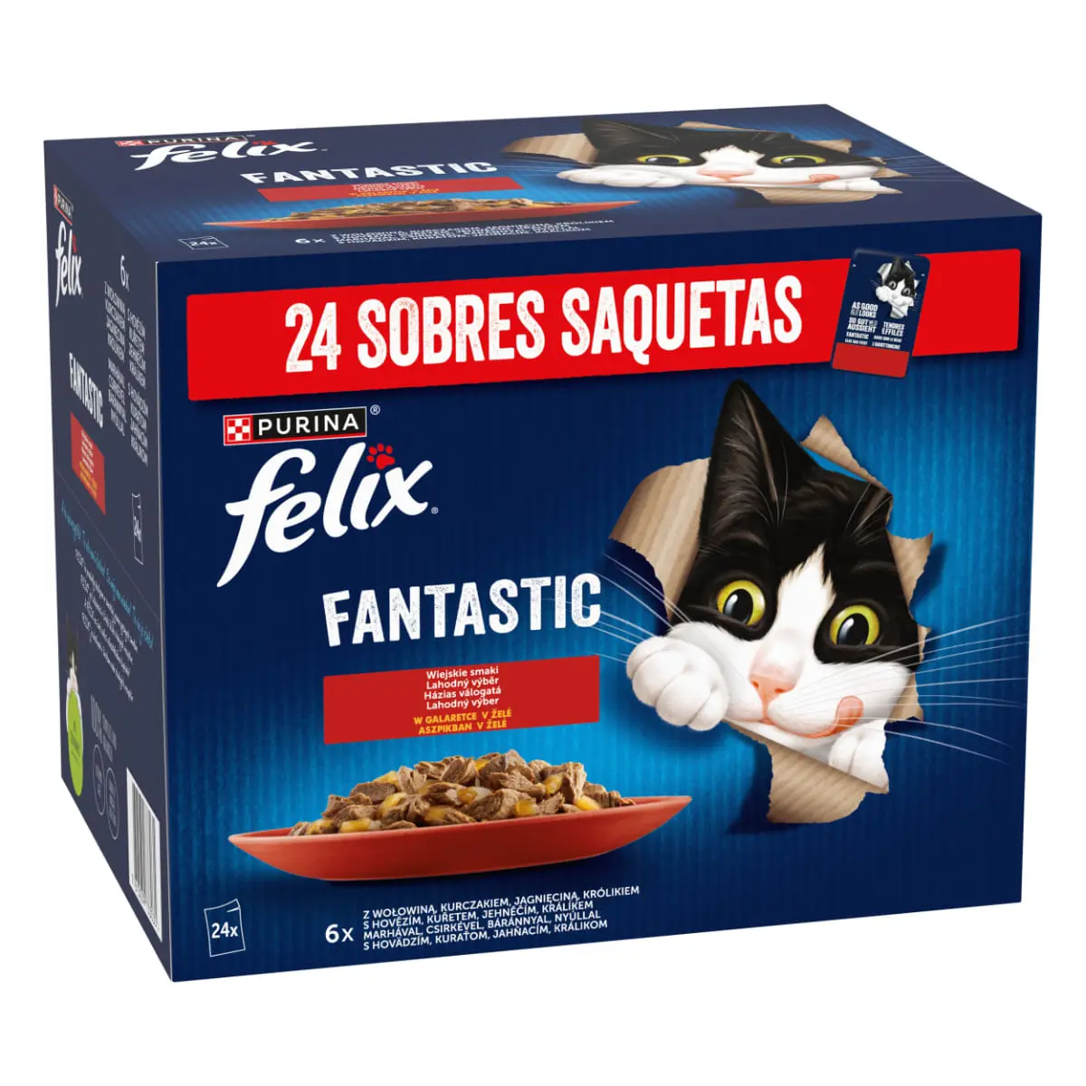 FELIX Fantastic Selectie cu Vita, Pui, Iepure si Miel, plic hrana umeda pisici, (in aspic), bax, 85g x 24buc - Image 3
