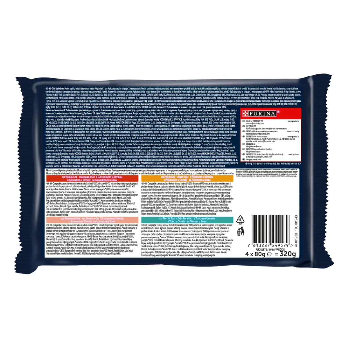 FELIX Tasty-Shreds Selectie mixta cu Vita, Pui, Somon si Ton, plic hrana umeda pisici, (in sos), multipack, 80g x 4buc - Image 3
