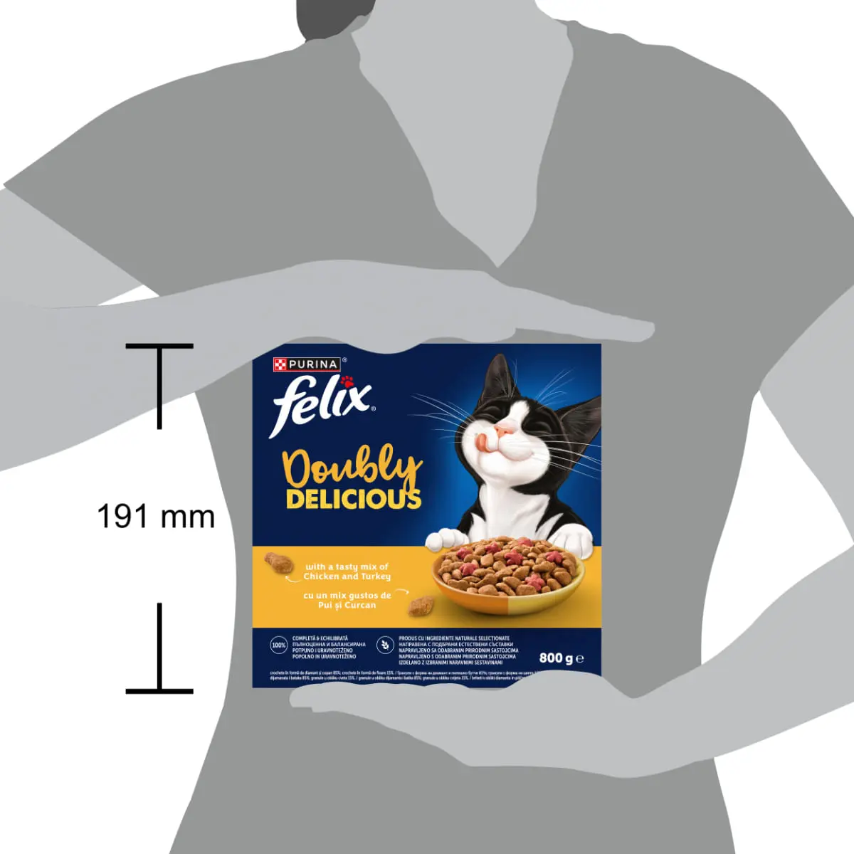 FELIX Doubly Delicious, Pui si Curcan, hrana uscata pisici, 800g - Image 4