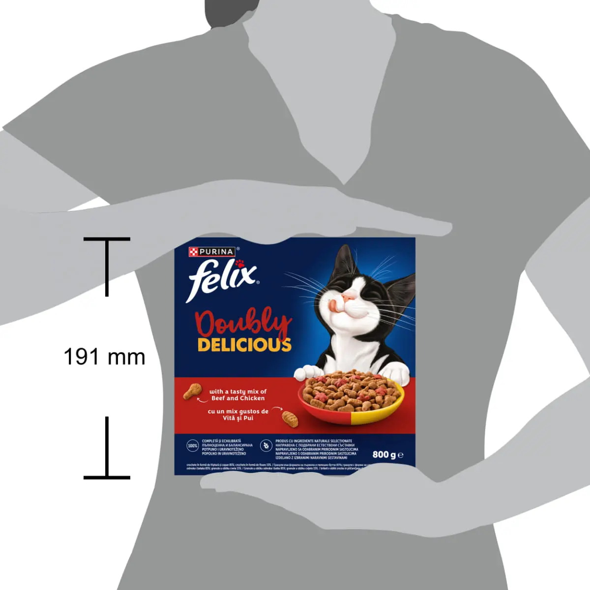 FELIX Doubly Delicious, Vita si Pui, hrana uscata pisici, 800g - Image 5