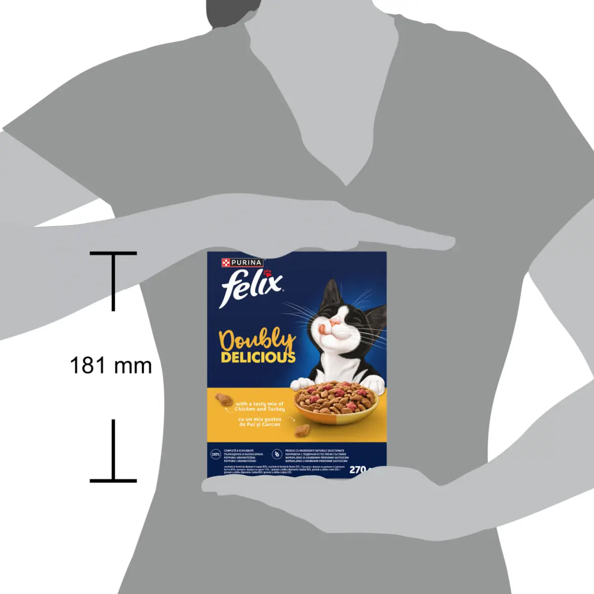 FELIX Doubly Delicious, Pui si Curcan, hrana uscata pisici, 270g - Image 5